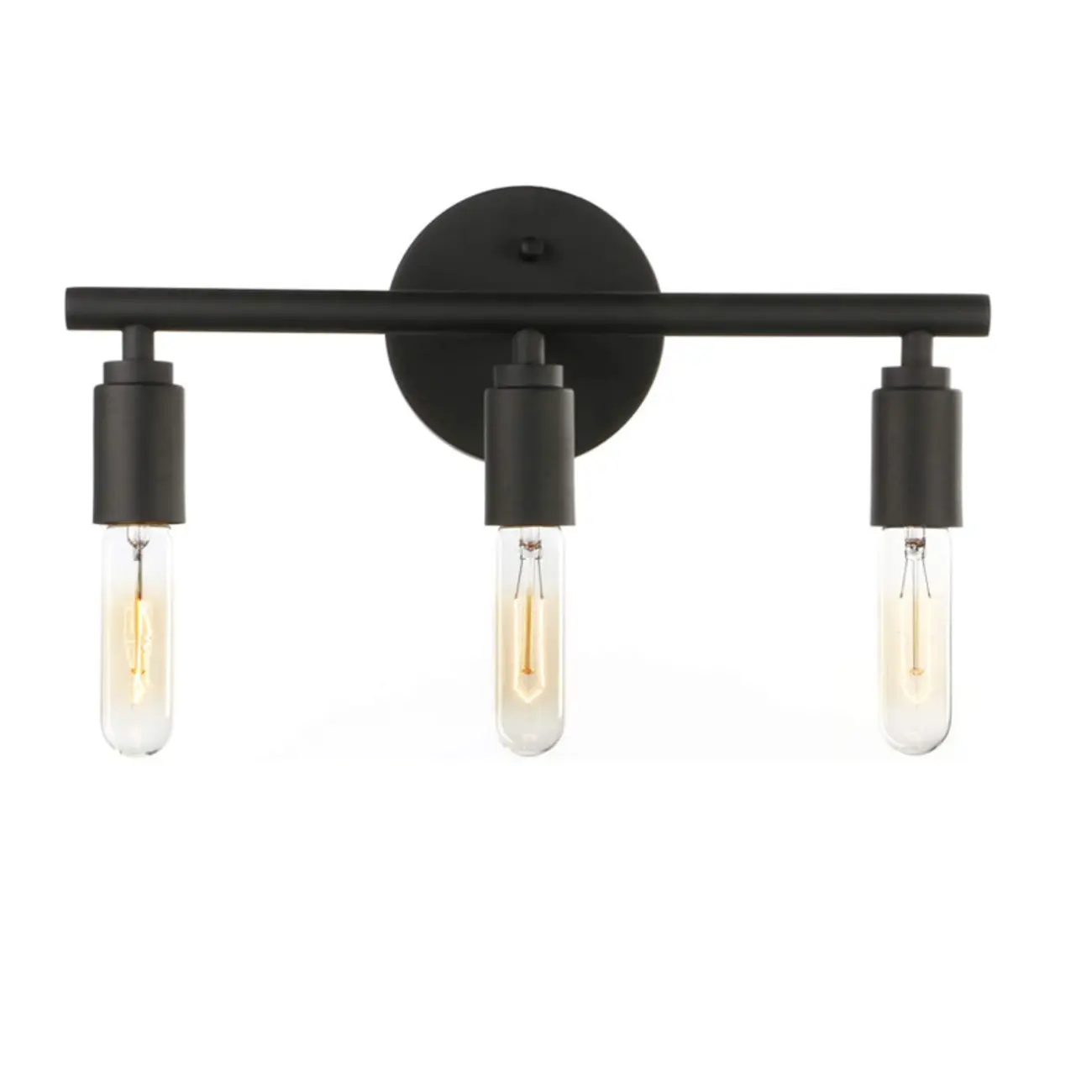 Industrial 3 Black Head Vanity Light with Bulb Shade