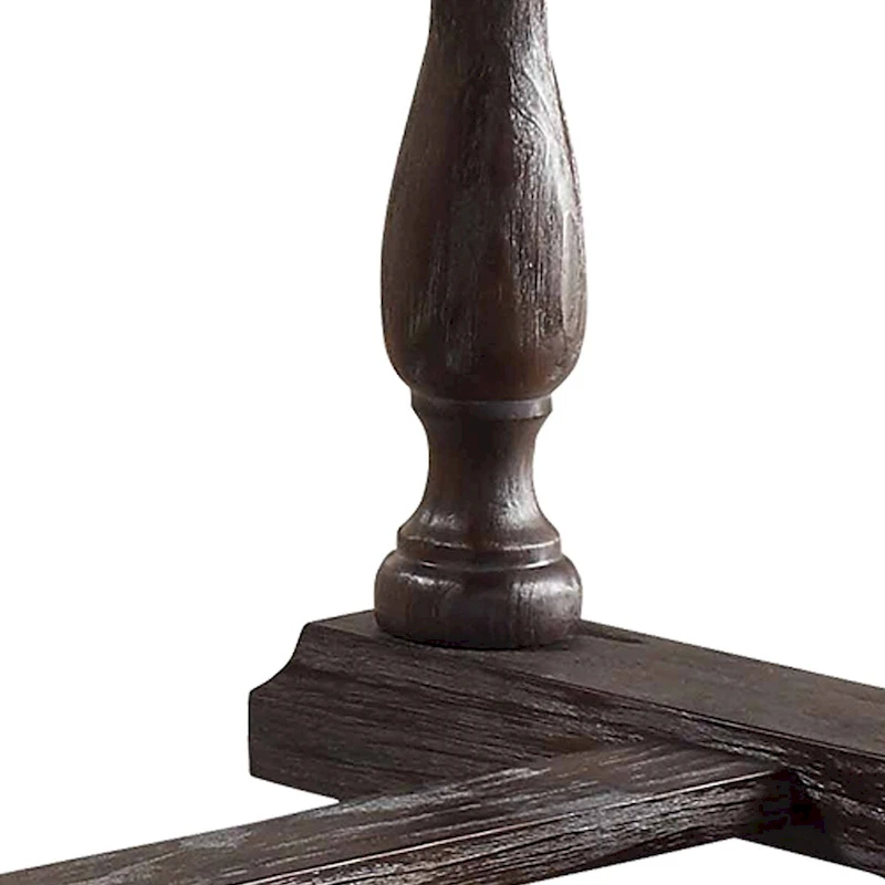 Wooden Dining Table with Marble Top , White and Brown