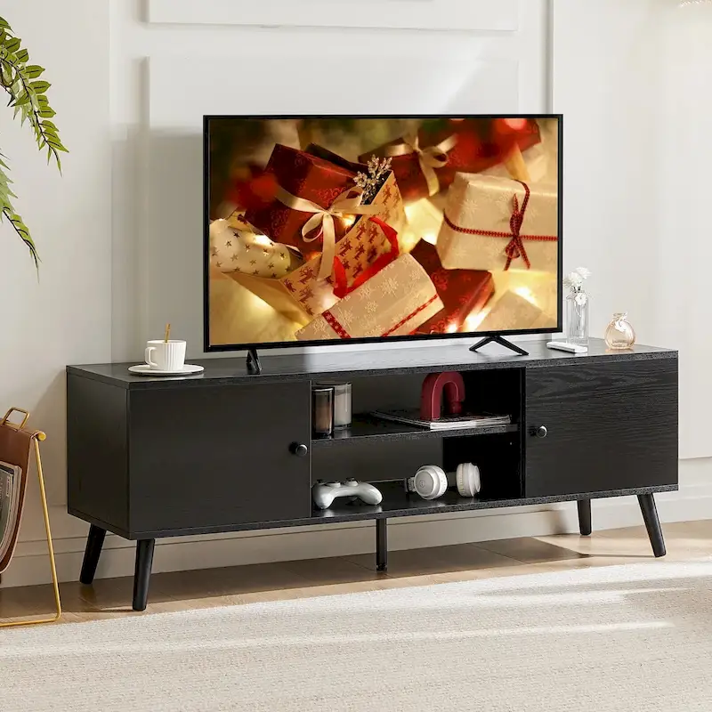 TV Stand for 55 60 inch Television, Entertainment Center with 2 Cabinet Media Console Table, Living Room, Bedroom Furniture