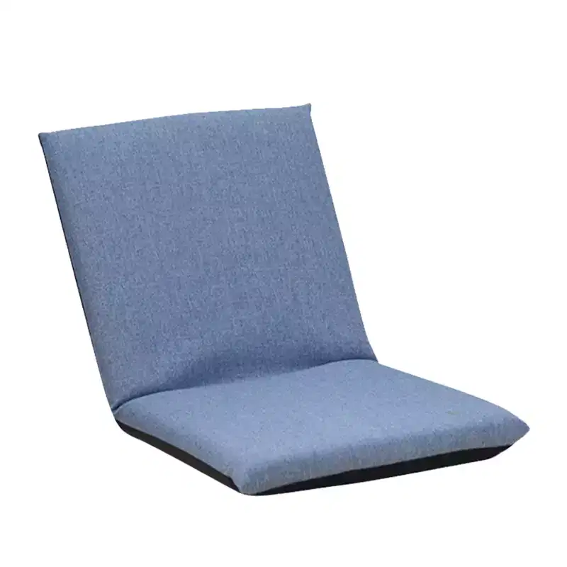 Blue/Gray Adjustable Collapsible Floor Chair, 1-Person Cotton-Linen Lounge Seat