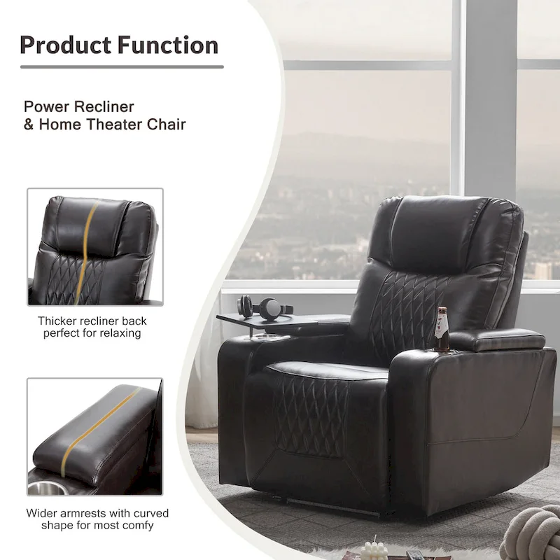 Power Motion Recliner with 2 Convenient Cup Holders