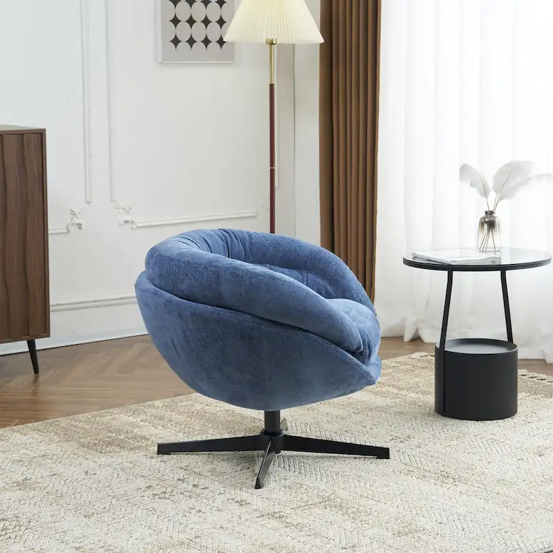 Chenille Upholstered Swivel Club Chair