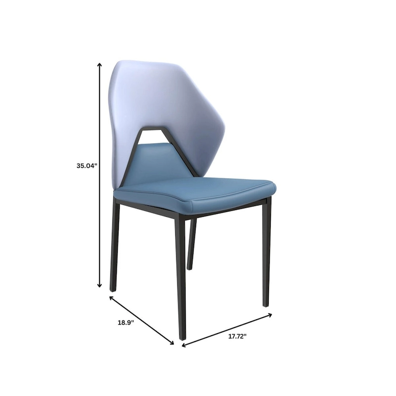 Eclat Leather Dining Chair in Black Iron Modern Upholstered Accent Kitchen Side Chair