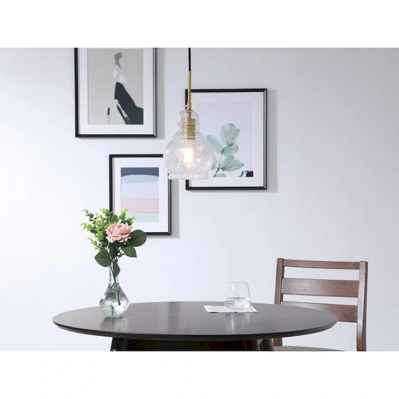 Adelee 6.25-Inch 1-Light Clear Seeded Glass Pendant