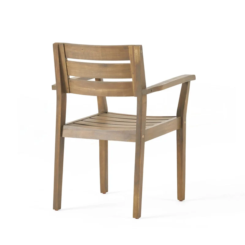 Acacia Wood Patio Dining Chairs Set of 2