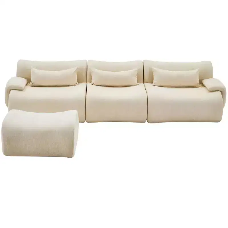 GDFStudio Yugi Modern 117 3-Seater Boneless Sectional Sofa with Curved Armrests and Streamlined Design