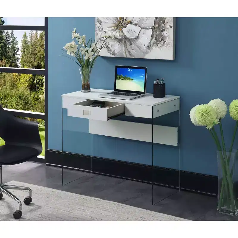 36 Breighton Home Uptown Glass Desk with Drawer