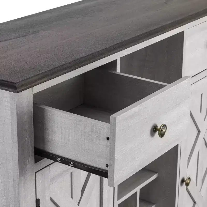 47" Wood Bar Cabinet with Brushed Nickel Knobs - Home Essentials