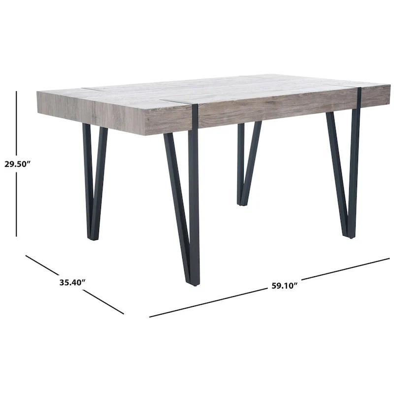 SAFAVIEH Asal Mid-Century Industrial Rustic Dining Room Table - 59.1 W x 35.4 L x 29.5 H - 59Wx35Dx30H