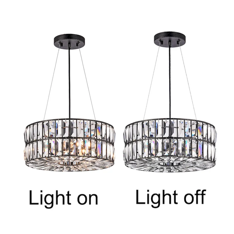 Justina 3-Light Antique Black Crystal Glass Prism Pendant Chandelier