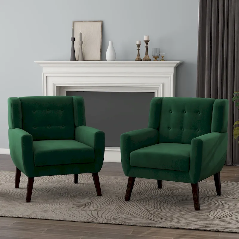 Velvet Upholstered Armchair Tufted Accent Chairs Set of 2