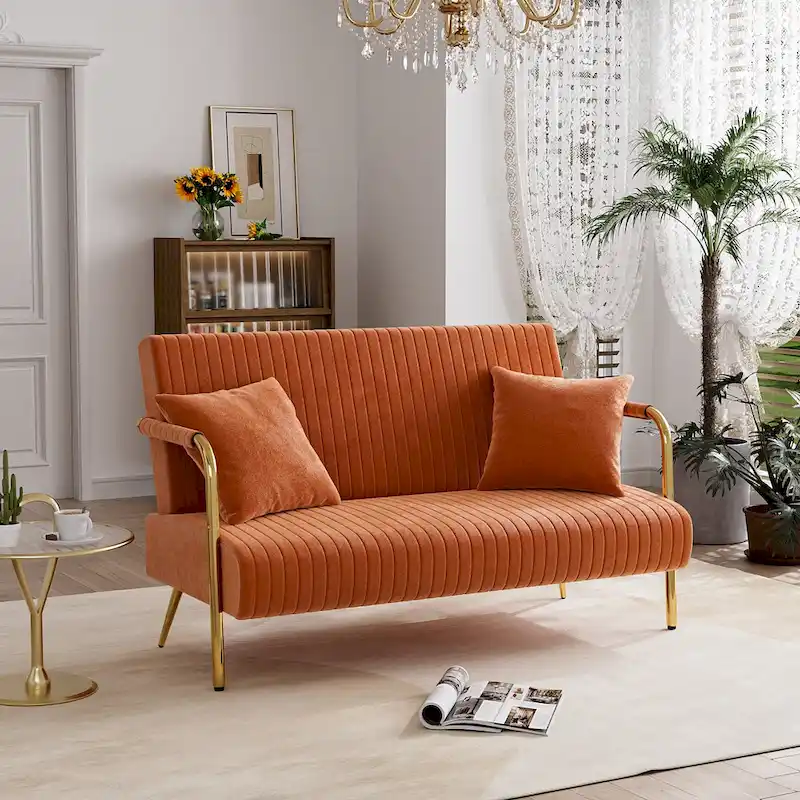 Ouyessir Upholstered Loveseat, Tufted Back Couch, Accent Armchair with 2 Pillows