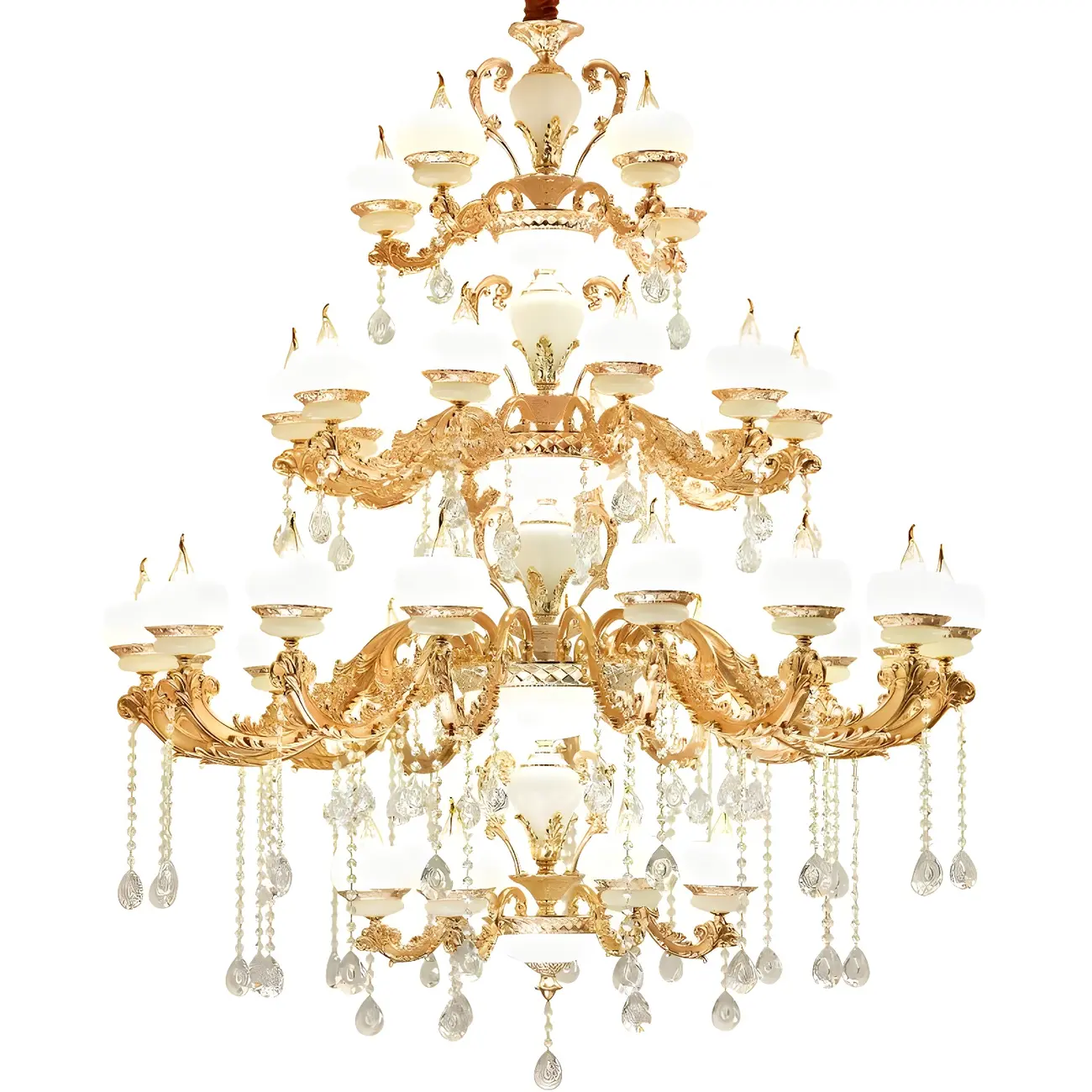 Large Gold Multi-Tier up Light Crystal Pendant Ceiling Chandelier