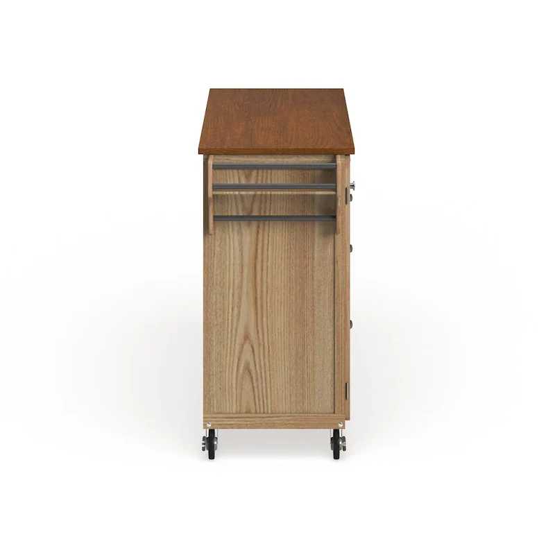 Copper Grove Puff Island Natural Finish 4-drawer Kitchen Cart
