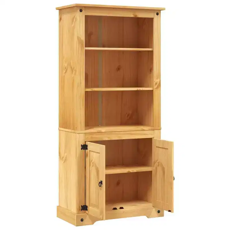Side Cabinet Brown Solid Pine Wood 31.5x15.7x66.9 in