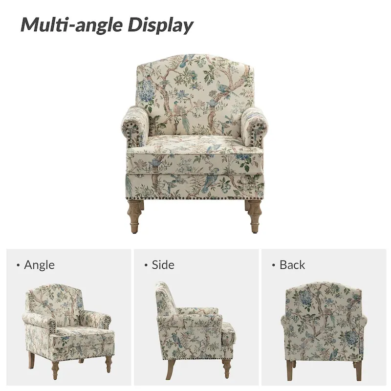 Yahweh Farmhouse Nailhead Armchair with Rolled Arms by HULALA HOME