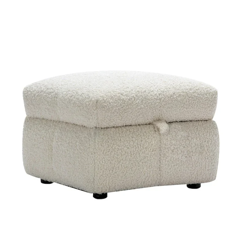 87.7 Sectional Sofa Cozy Teddy Fleece Fabric Sectional Sofa Couch