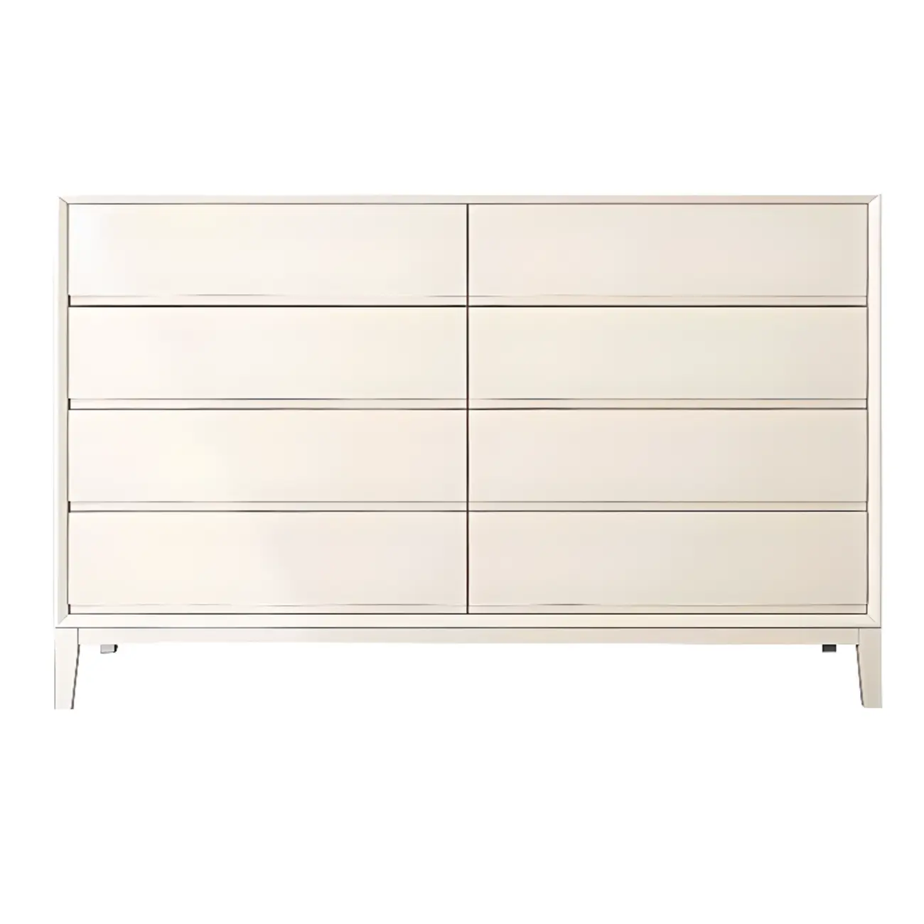 Modern White Wooden Double Dresser with Soft-Close Drawers
