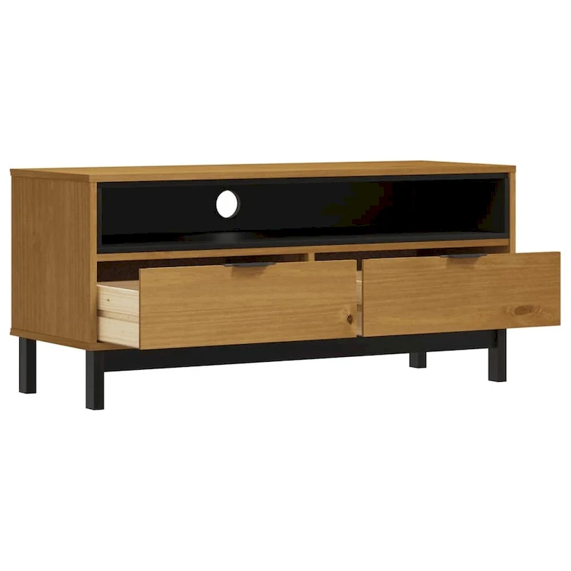 vidaXL TV Stand FLAM 43.3x15.7x19.7 Solid Wood Pine - 43.3 x 15.7 x 19.7