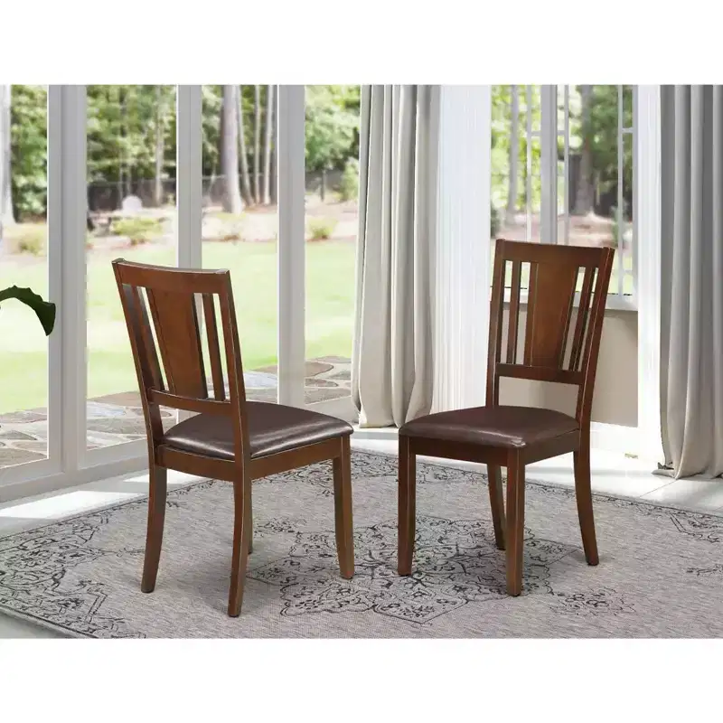 HomeStock Belmont Dining Chair, Wood Seat, Mahogany Finish, 19 L x 18 W x 35.5 H, Set of Two