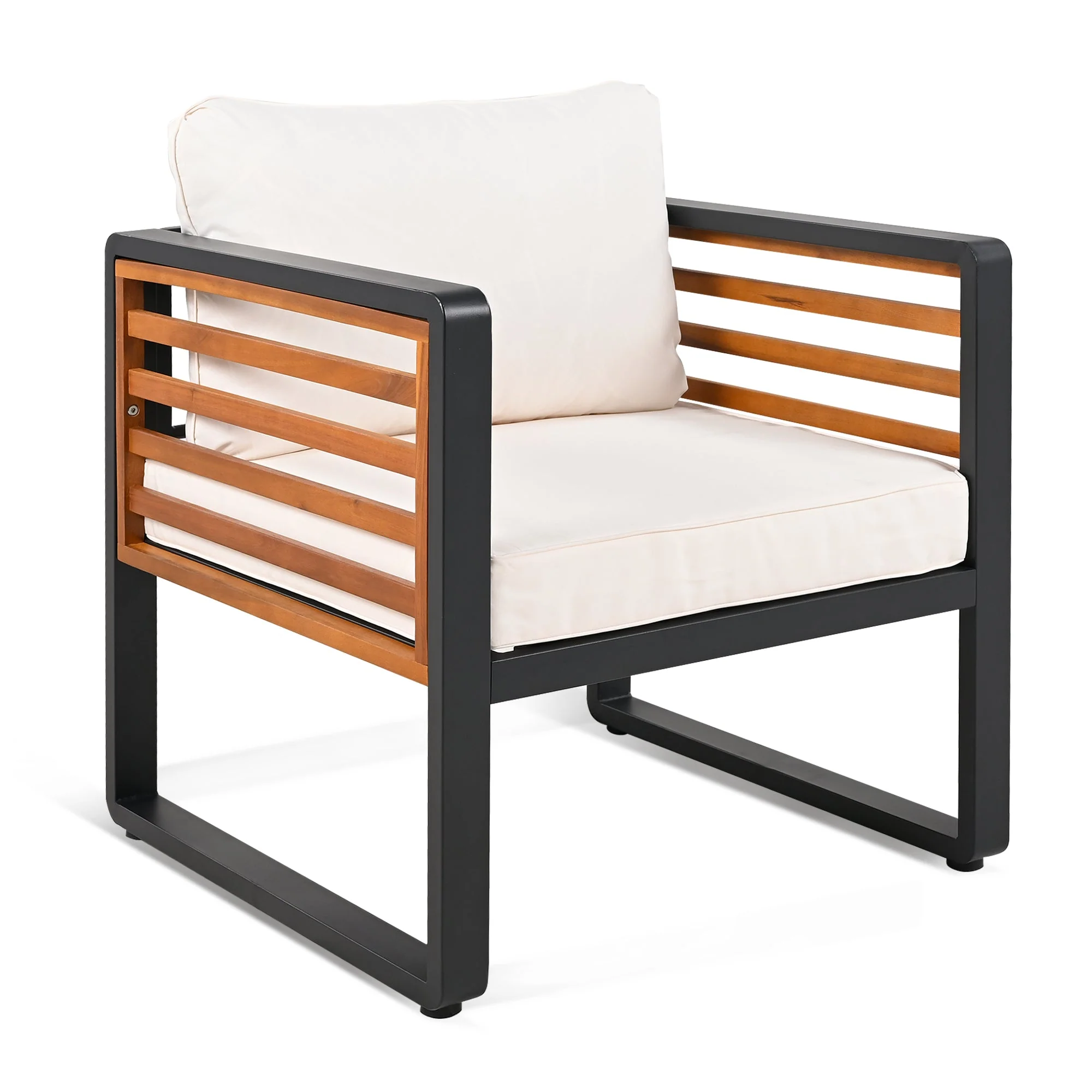 Metal and Wood Frame 4-pieces Outdoor Furniture Sofa Set