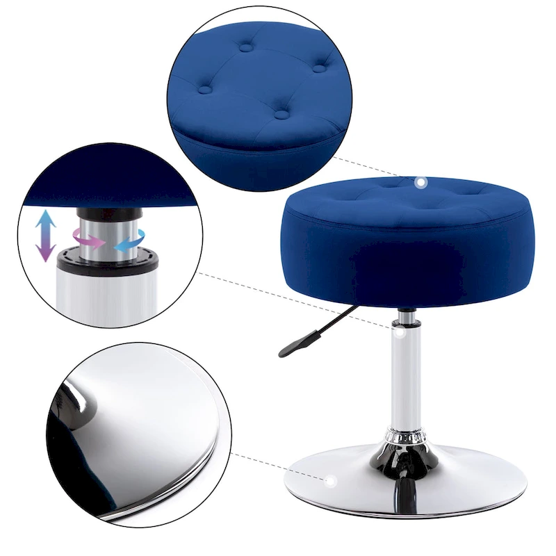 Adjustable Height Round Ottoman Swivel Vanity Stool