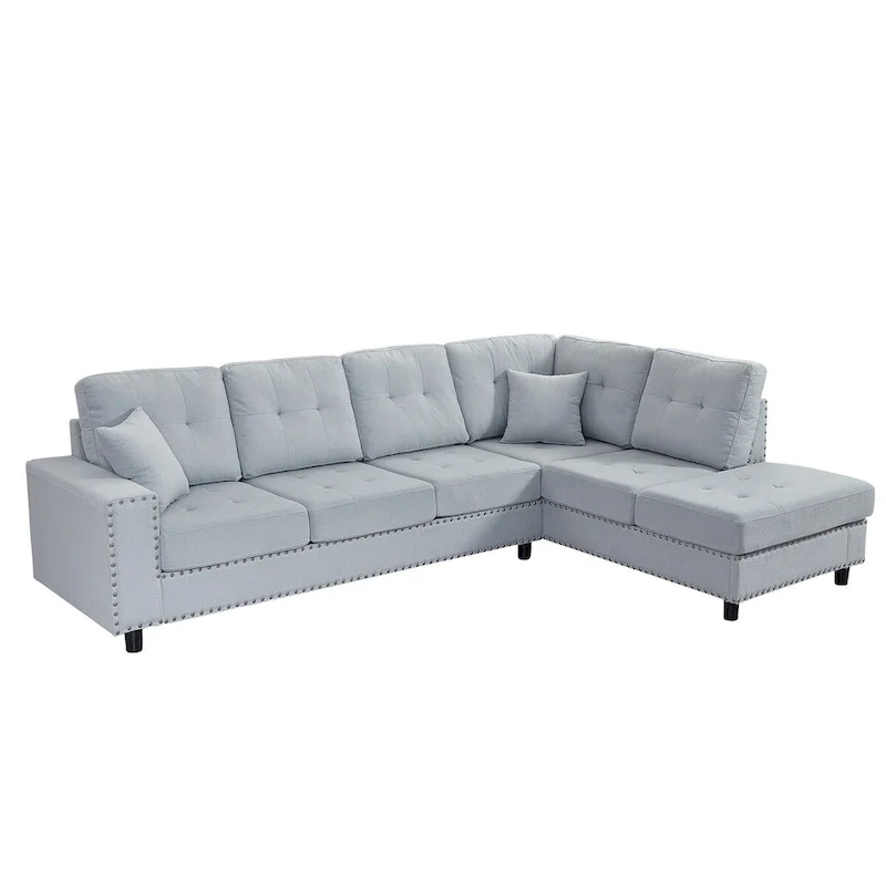 Merax Linen L-shaped Modular Sectional Sofa with Cushions