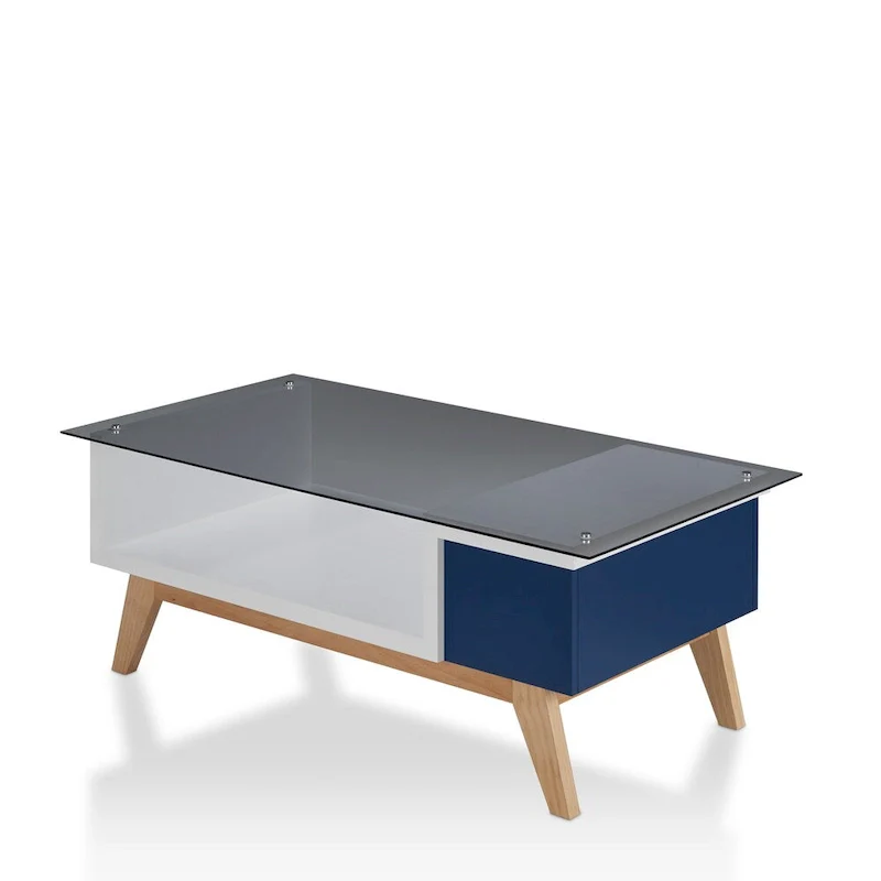 Modern Style 47-Inch Glass-Top Single-Tier Coffee Table