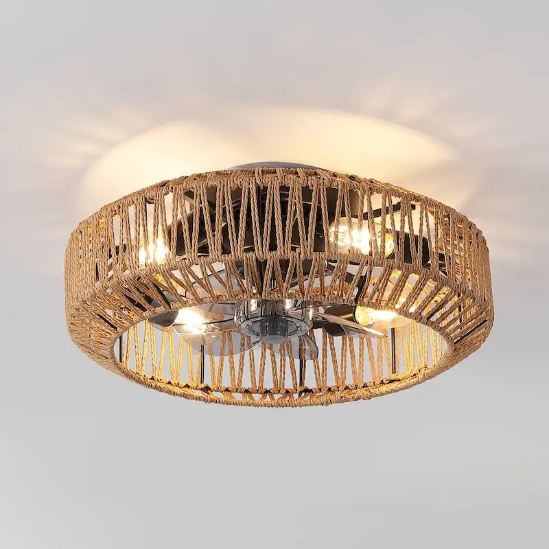 Ceiling Fan, Remote-Controlled, Modern Bohemian, By JONATHAN Y - 7.5 H x 19.5 L x 19.5 W