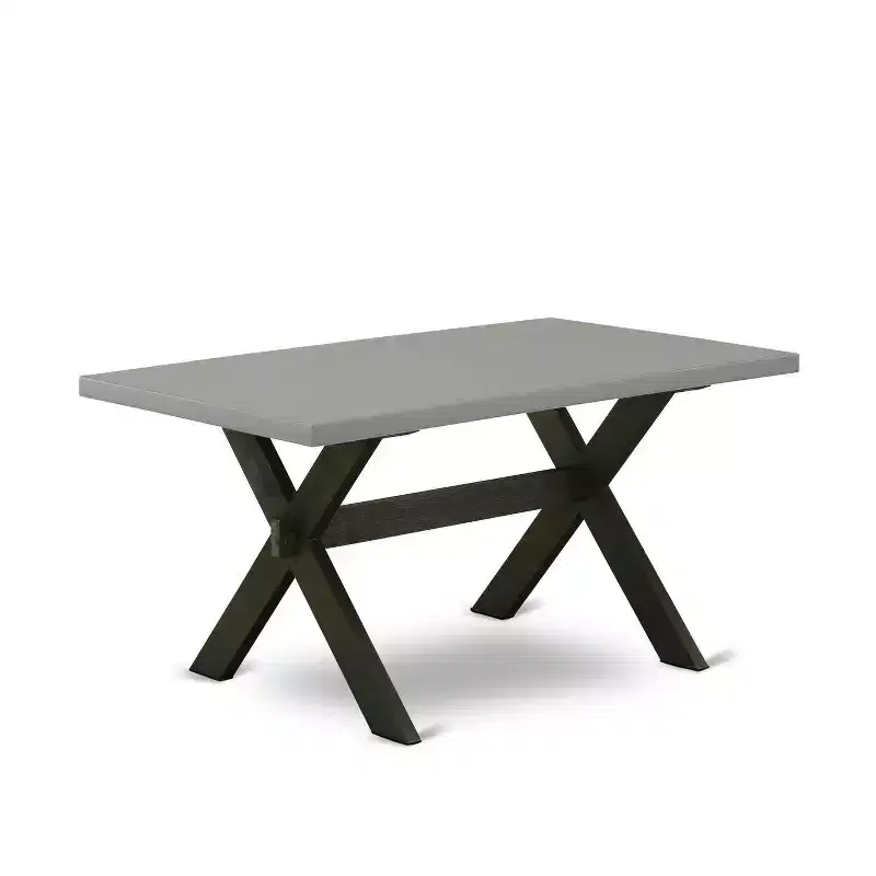 HomeStock 5-Piece Rectangle Natural Oak Finish Solid Wood Top Dining Table with 4 Parson Chair