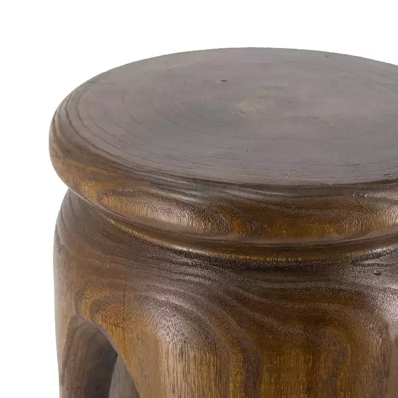 GDFStudio Arashi Carved Paulownia Wood Round Accent Table