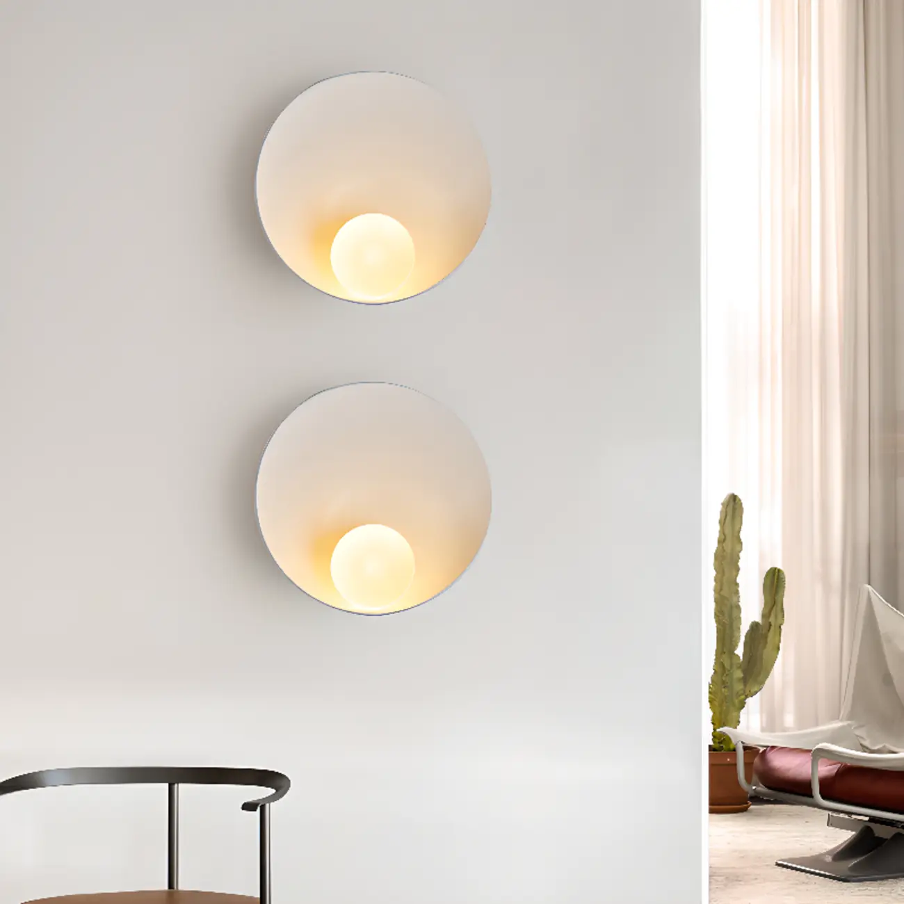 Modern Wood White Concave Wall Sconce
