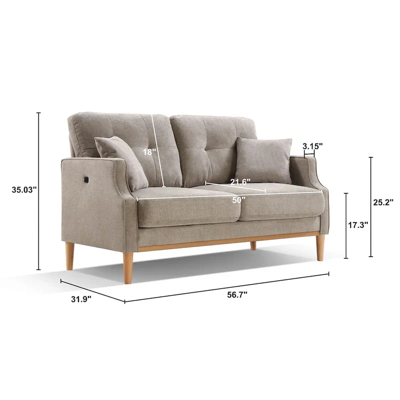 Fabric 2 Seater Loveseat Sofa with USB Charge