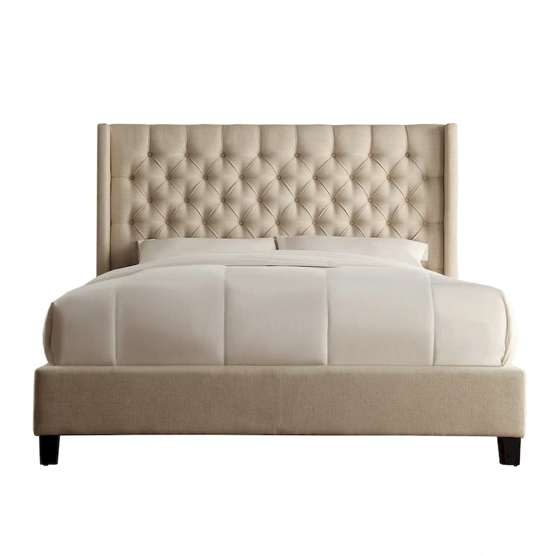 Naples Wingback Button Tufted Upholstered King Bed by iNSPIRE Q Artisan