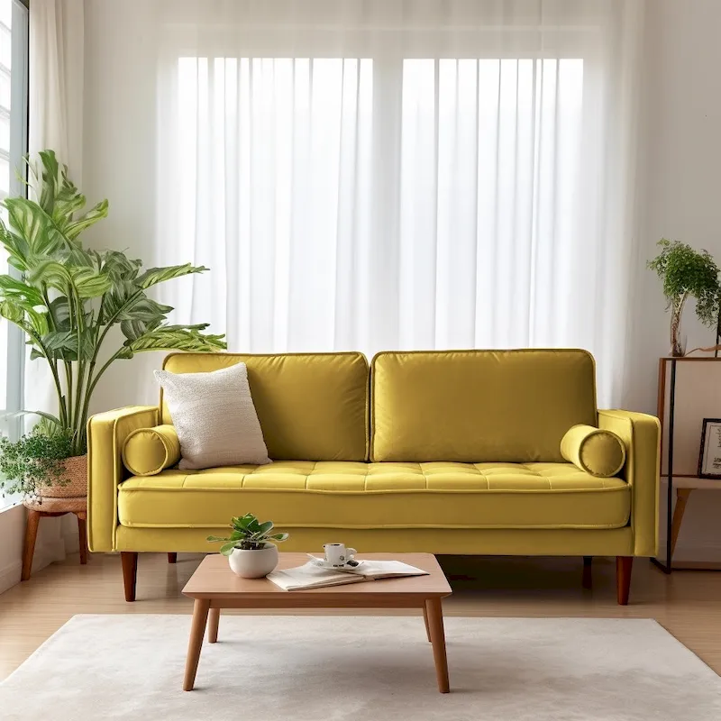 Edona 70 Velvet Square Arm Sofa