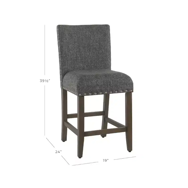 24 Upholstered Counter Height Barstool with Nailheads - HomePop