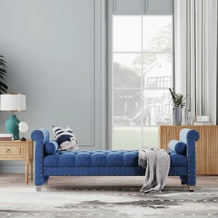 Velvet Upholstered Bench 72 - 71.0 In. W X 28.0 In. H X 29.0 In. D