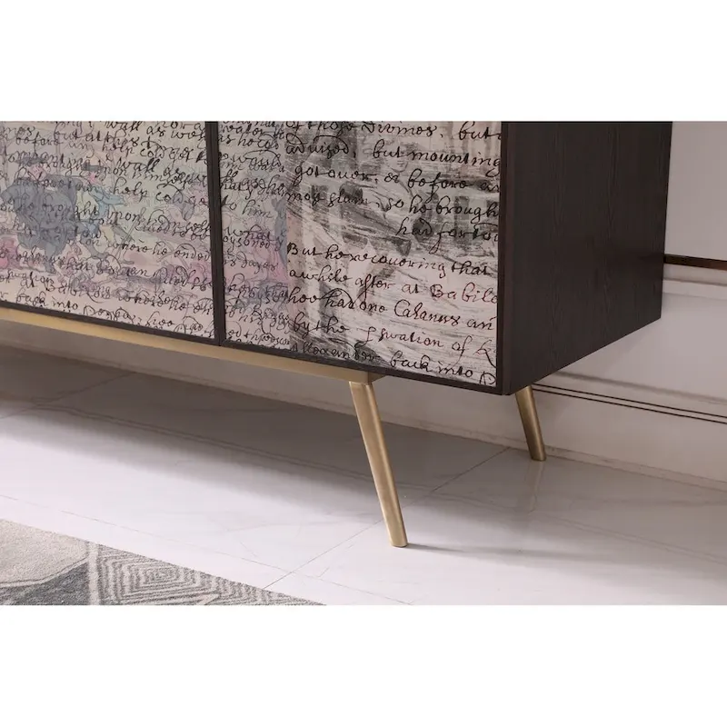 Modrest Phelan Modern Smoked Ash & Brass Buffet