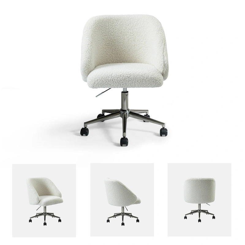 Joah Modern Boucle 360 Swivel Height Adjustable Swivel Office Chair with Rolling Wheels by HULALA HOME - N/A