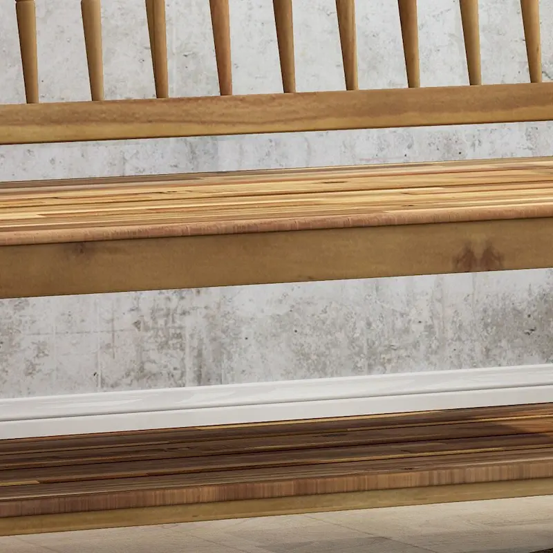 Lennon Acacia Wood Bench with Shelf by Christopher Knight Home