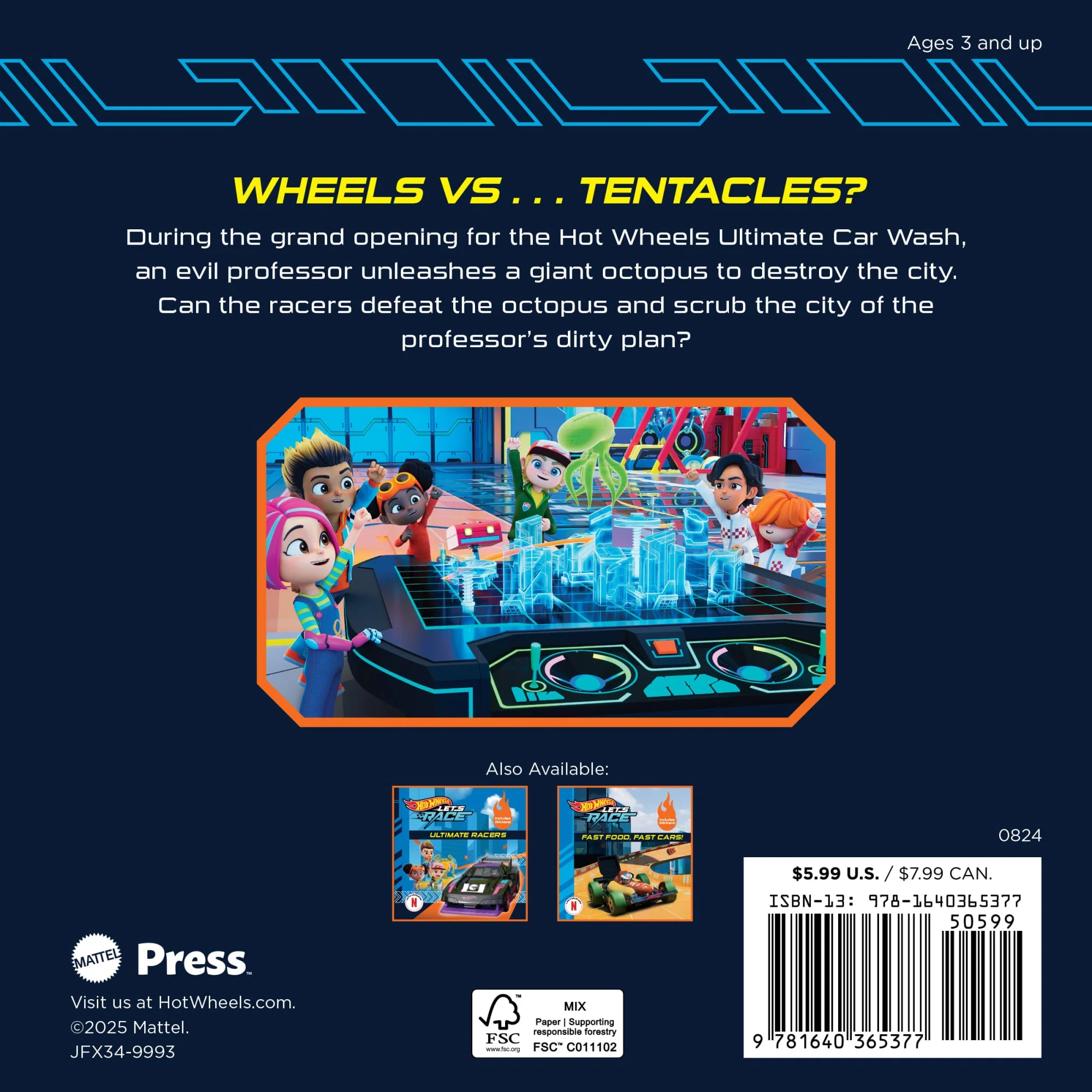 Hot Wheels Let's Race: Attack Of The Giant Octopus Paperback Book With Stickers, Based On The Series