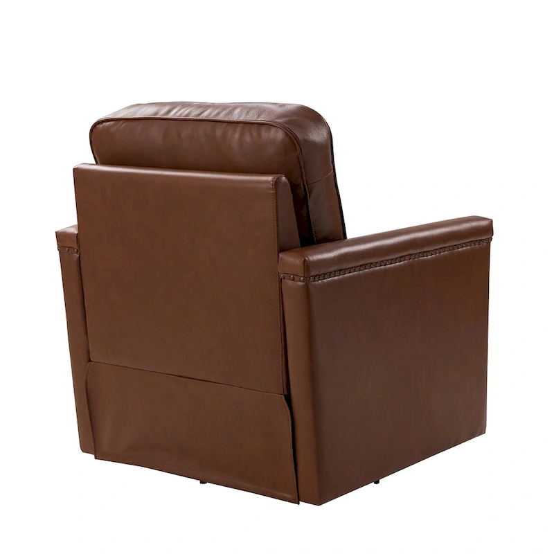 Rita Classic Genuine Leather Swivel Armchair With Nailhead Trims Set Of 2 By HULALA HOME