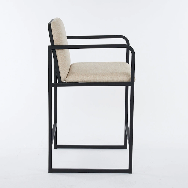 Set of 2,Modern Upholstered Counter Height Bar Stool with Armrests, Metal Frame and Padded Seat