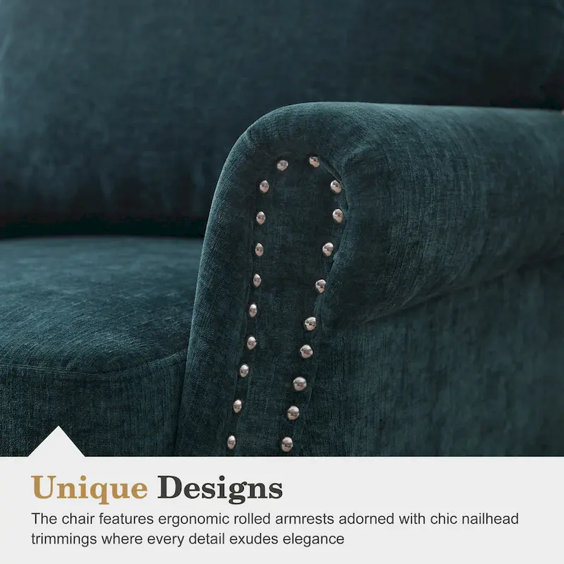 Modern Upholstered Armchair Nailhead Trim Accent Chair (Set of 2)