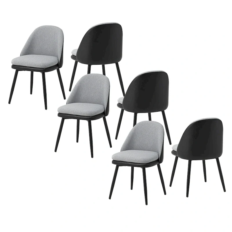 Glitzhome Modern Set of 2/4 PU Leather Mixed Fabric Dining Side Chairs with Metal Legs