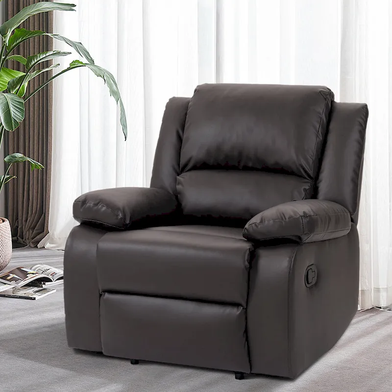 Vegan Leather Upholstered Push Back Manual Recliner Chair