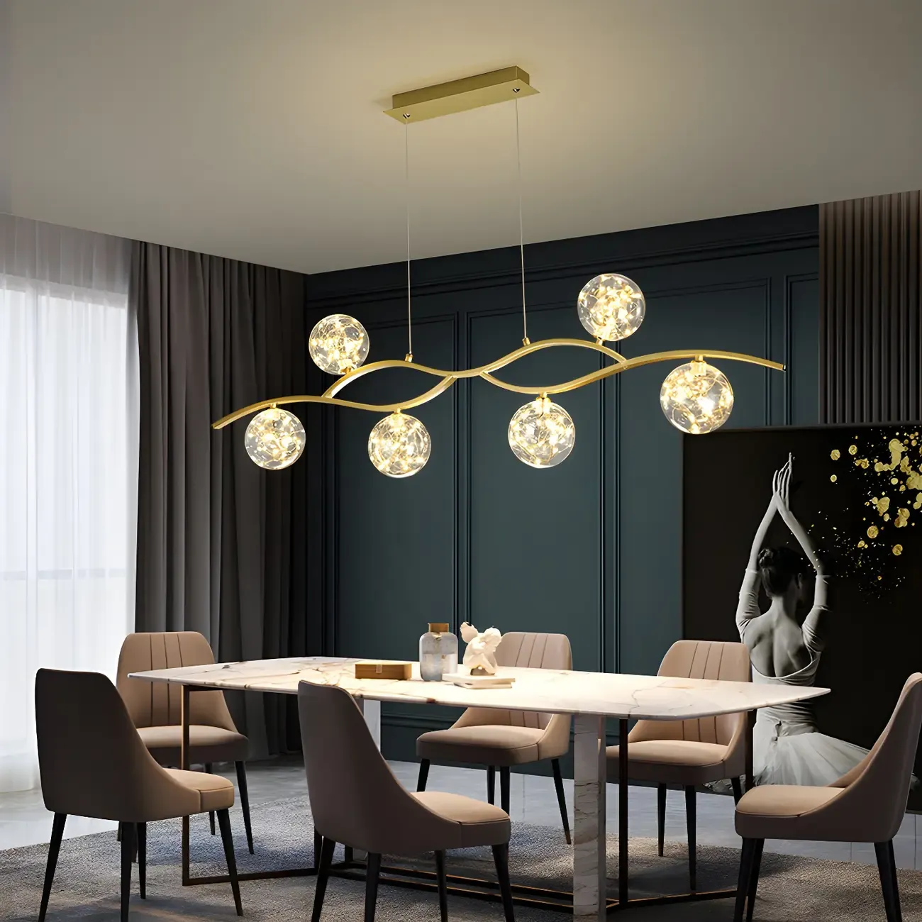 Modern Adjustable Clear Glass LED Pendant Light