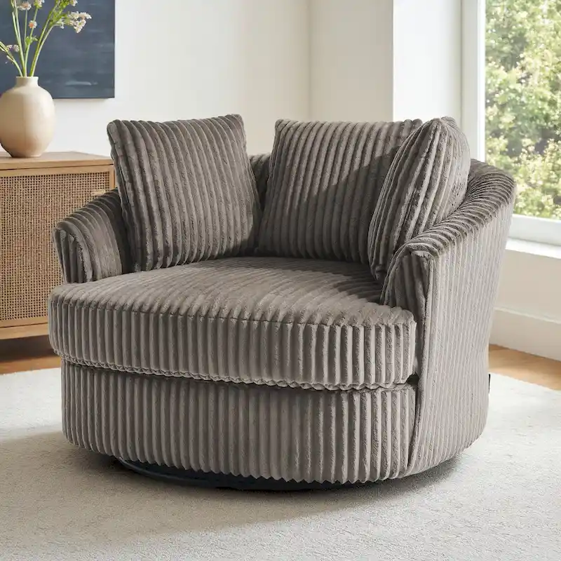 Swivel Tub Chair With Integrated Armrests And Removable, Washable Cover