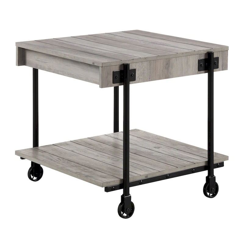 Hyssop Farmhouse 24-inch Steel 1-Shelf End Table by Furniture of America