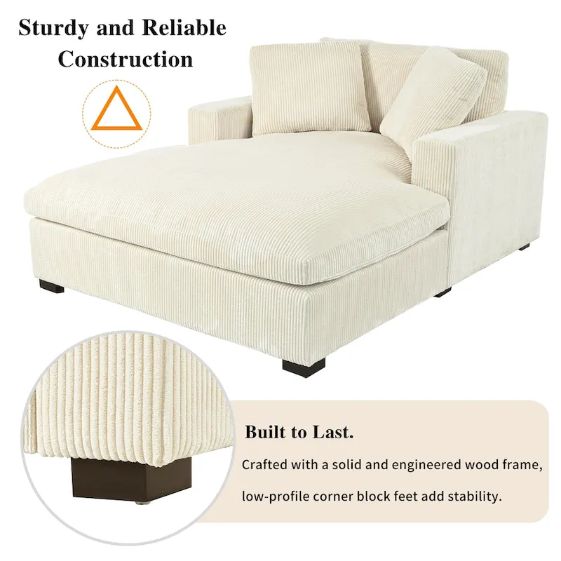 Beige 53.5  Chaise Lounge Chair